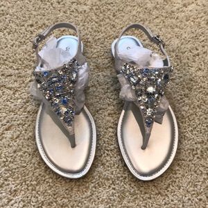 Gianni Bini Size 9.5 Jeweled Buckle Flat Sandals